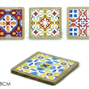 Sottopentola bamboo e ceramica multicolor stile mediterraneo 18x18x1 cm - Gusto Casa