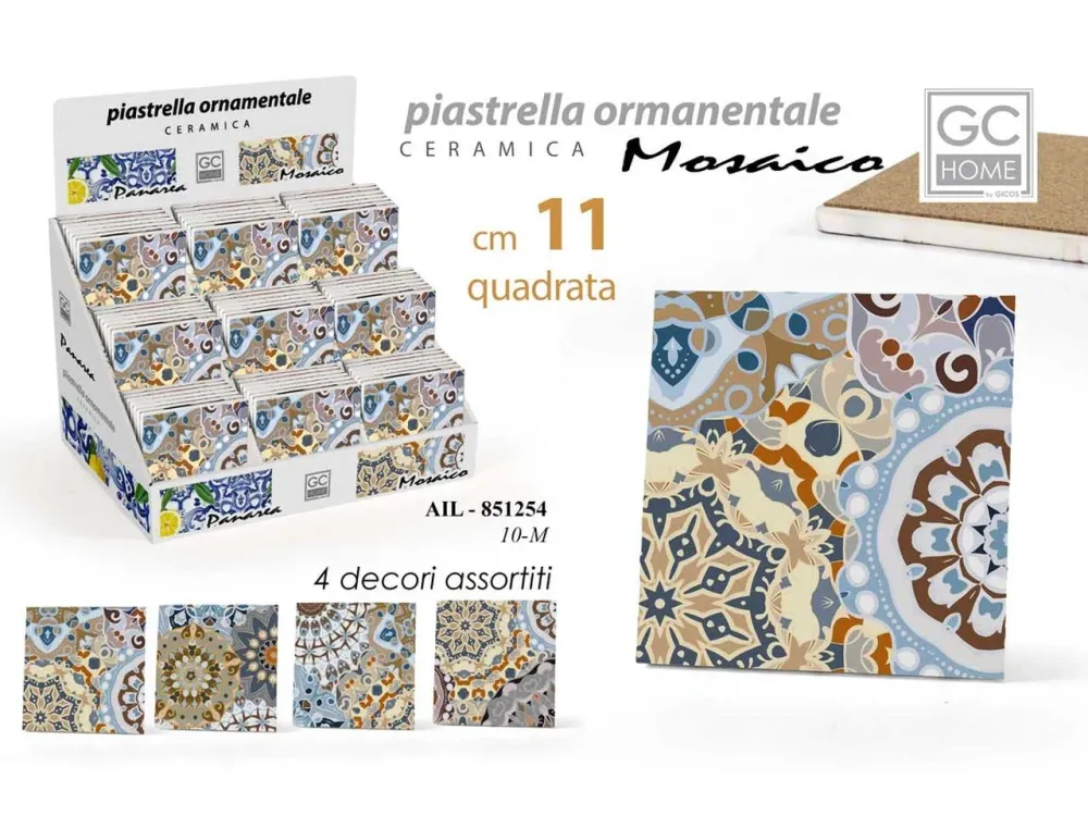 Sottopentola piastrella disegno mosaico 11cm