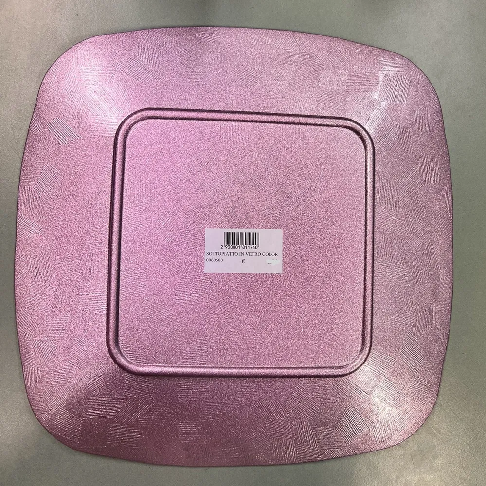 SOTTOPIATTO VETRO COLORATO ROSA 30X30CM