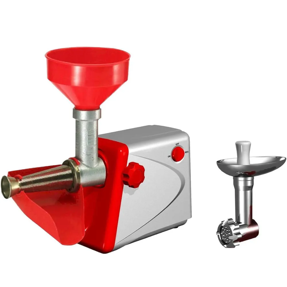 Spremipomodoro + tritacarne "Artus C25" con filtro acciaio inox, imbuto e scivolo PVC