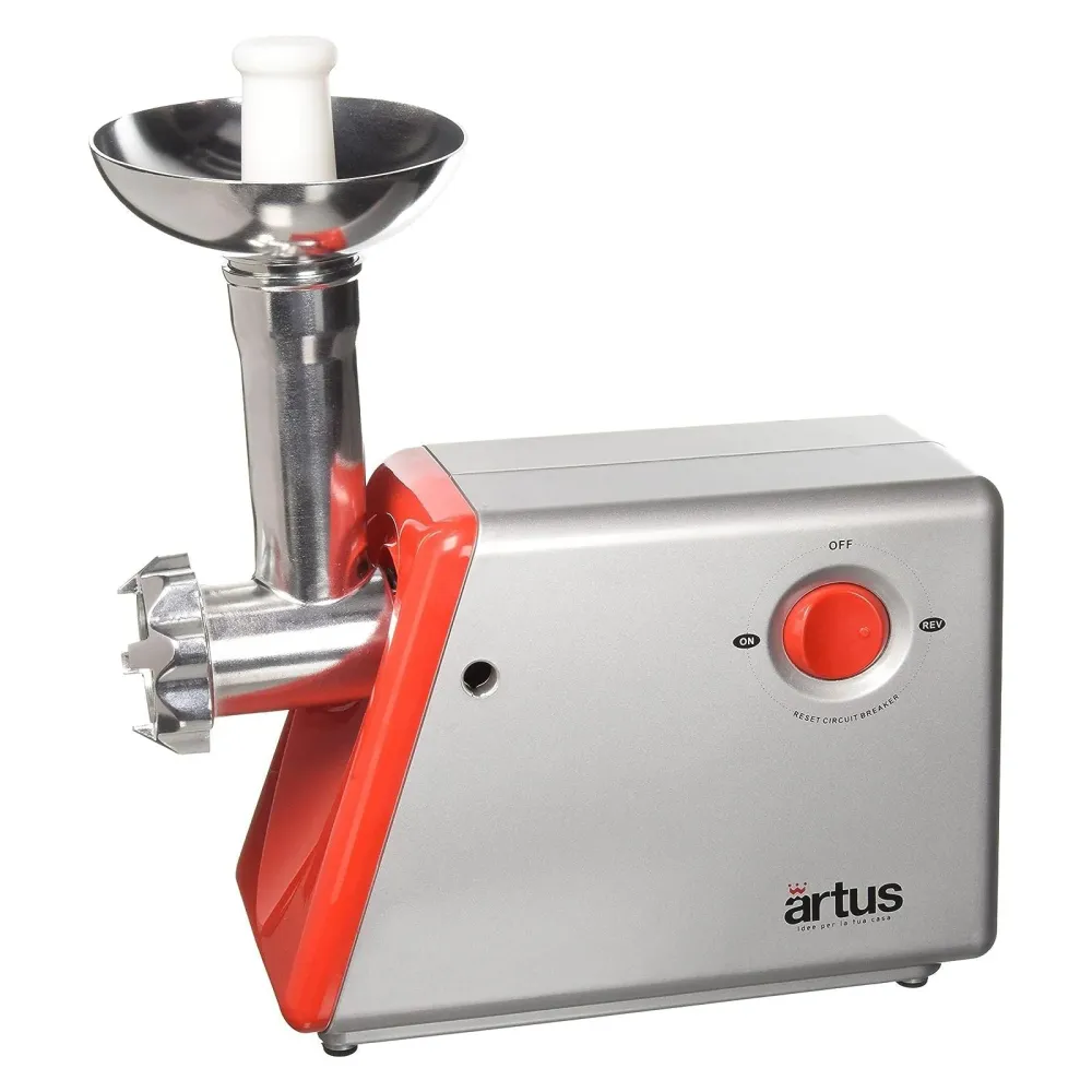 Spremipomodoro + tritacarne "Artus C25" con filtro acciaio inox, imbuto e scivolo PVC