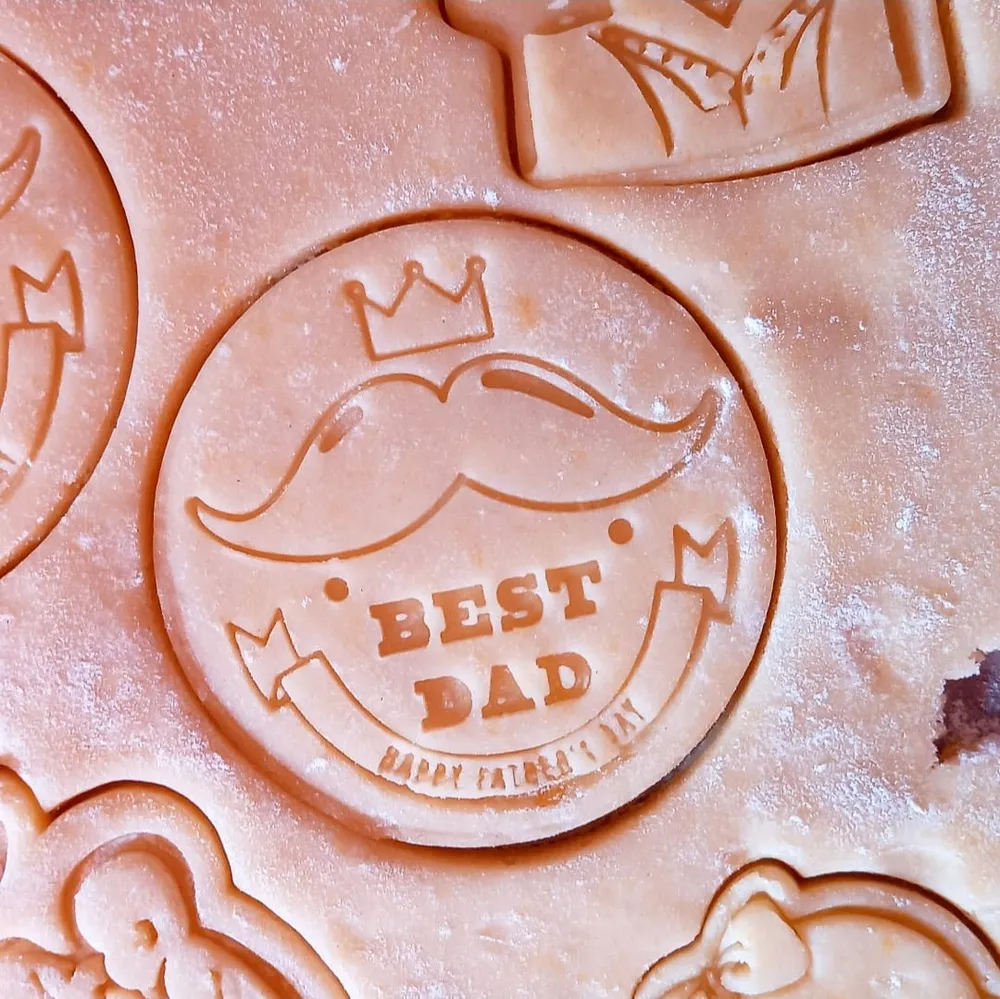 Stampo per biscotti forma di Timbro Miglior Papà (Best Dad)