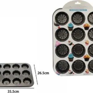 Stampo Teglia Vassoio Antiaderente Per 12 Muffin Cupcake Dolci Budino 59942