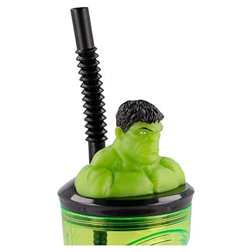 Bicchiere Con Cannuccia E Figura 3d - 360 ml | Avengers Comic Heroes Hulk Stor