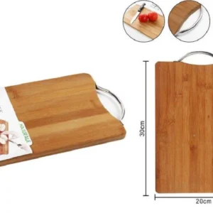 Tagliere Legno Manico Acciaio Vassoio Salumi Casa Cucina 30x20x1.8cm 99417
