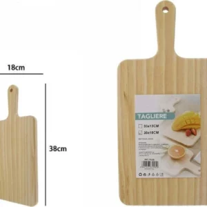 Tagliere Rettengolare Legno Affetta Pane Salumi Carne Con Manico 38x18cm 74195
