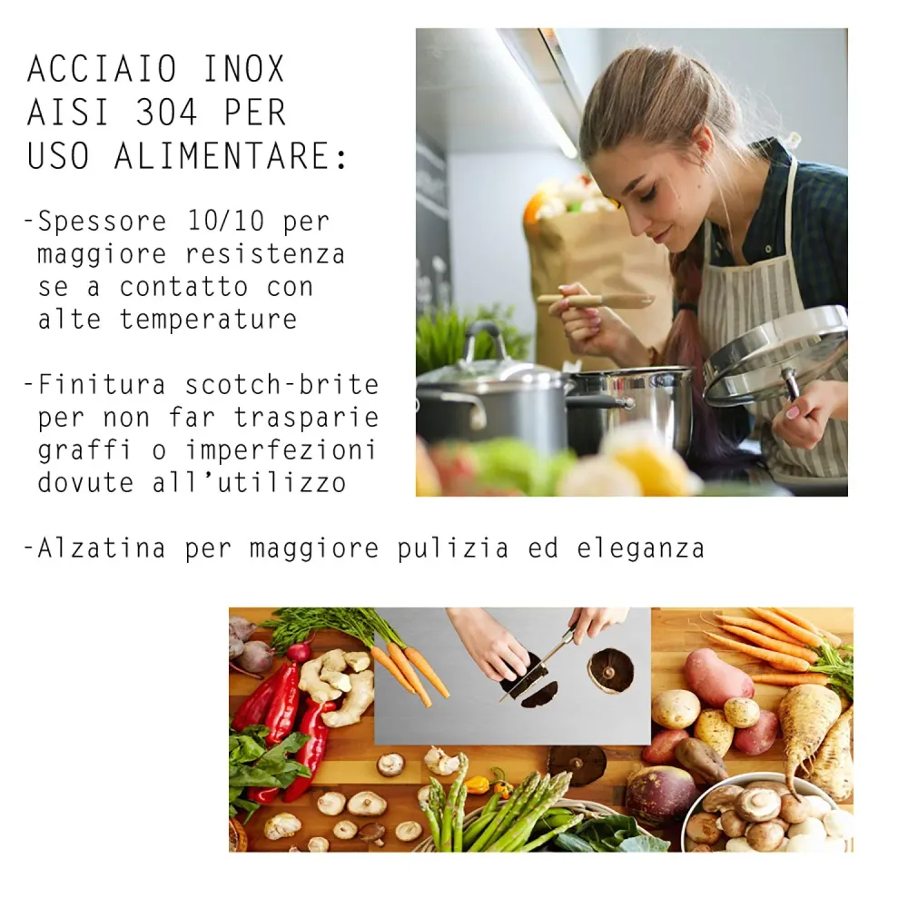 Tagliere Spianatoia per Alimenti Professionale 60x50 AISI 304