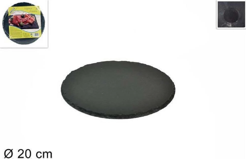 Tagliere Vassoio Piatto Tondo Pietra Ardesia Grigia Dimensioni 20 Cm Portata