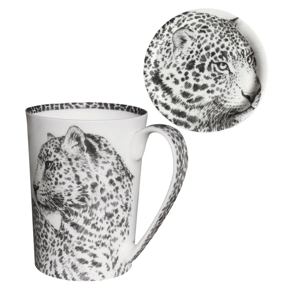Taitù tazza mug con coperchio leopardo Wild Spirit porcellana fine bona china 12-1-4-