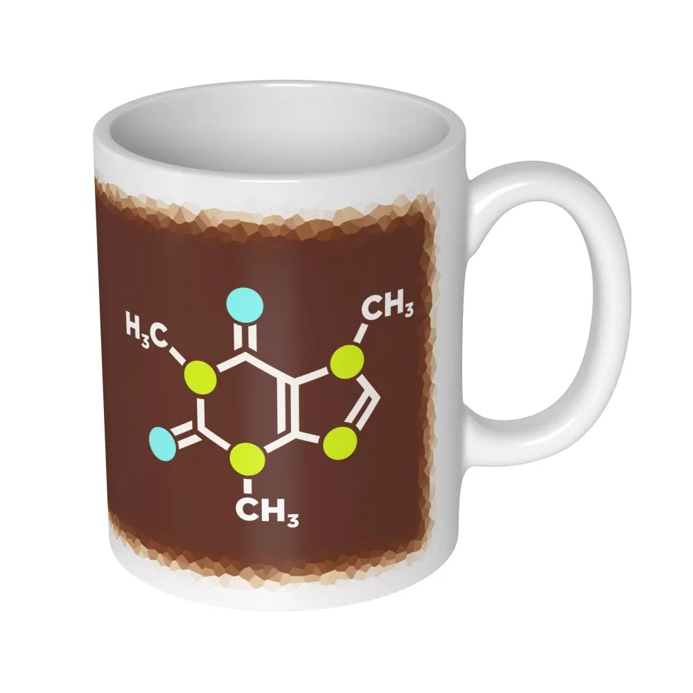 Tazza con molecola di caffeina