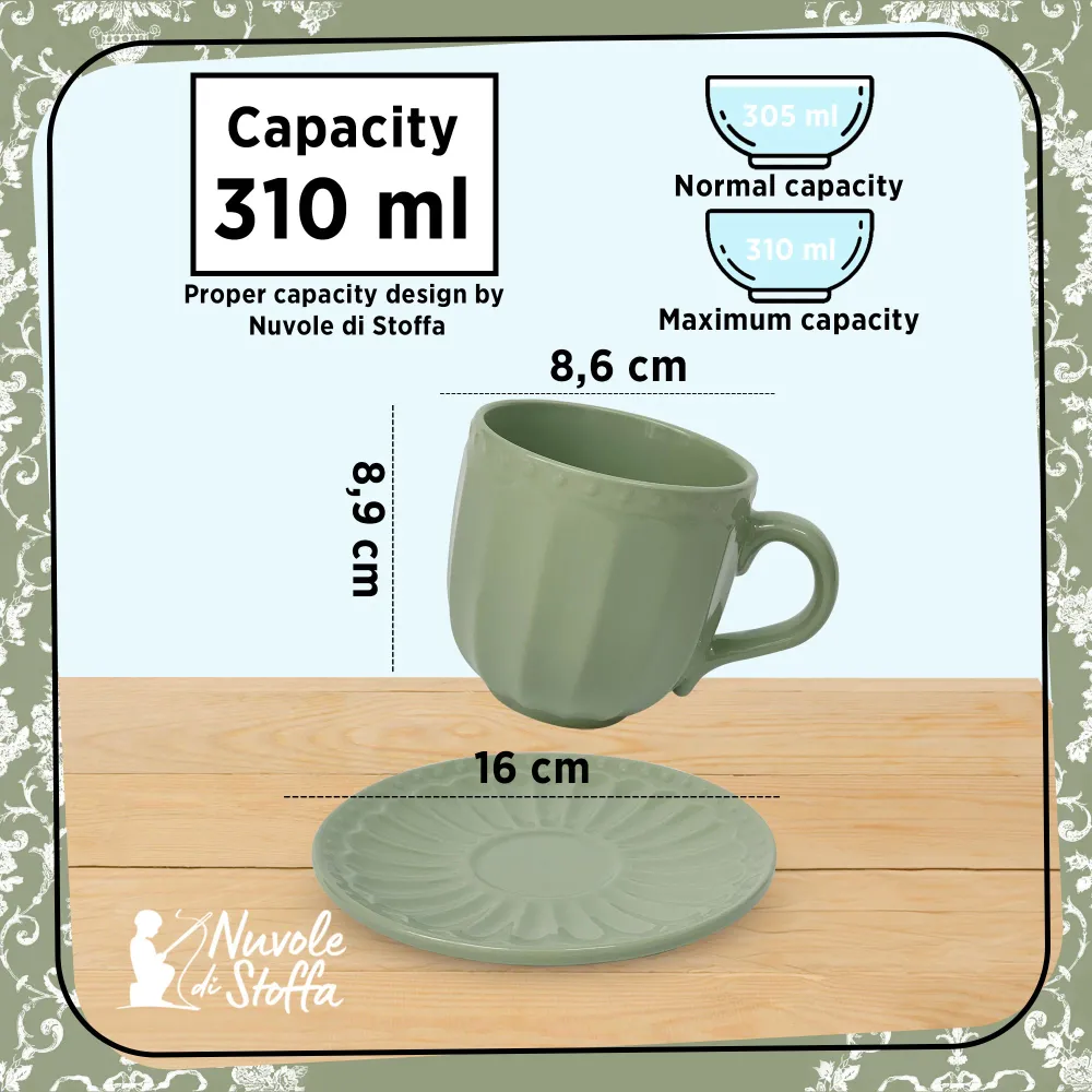 Tazza con piattino Mug Retrò porcellana Nuvole di Stoffa Sunday 310ml 6203