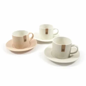 Tazza con piattino porcellana 250ml d.16.5xh.8cm scatola regalo colori assortiti