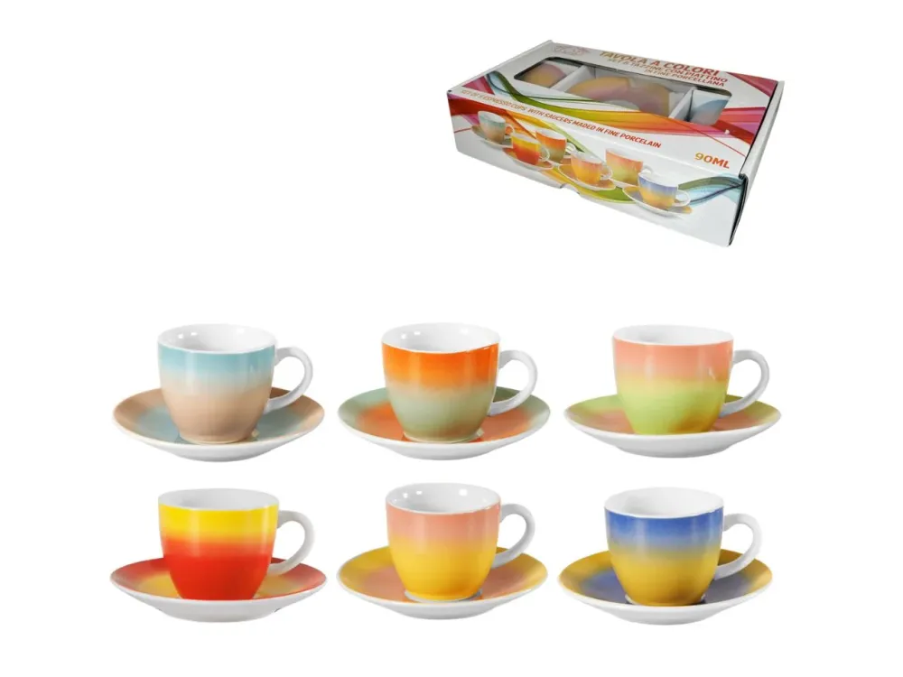 Tazza con piattino Tavola colori la confezione contiene 6 tazze