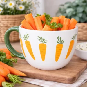 Tazza Decorativa con Carote e Manico Verde