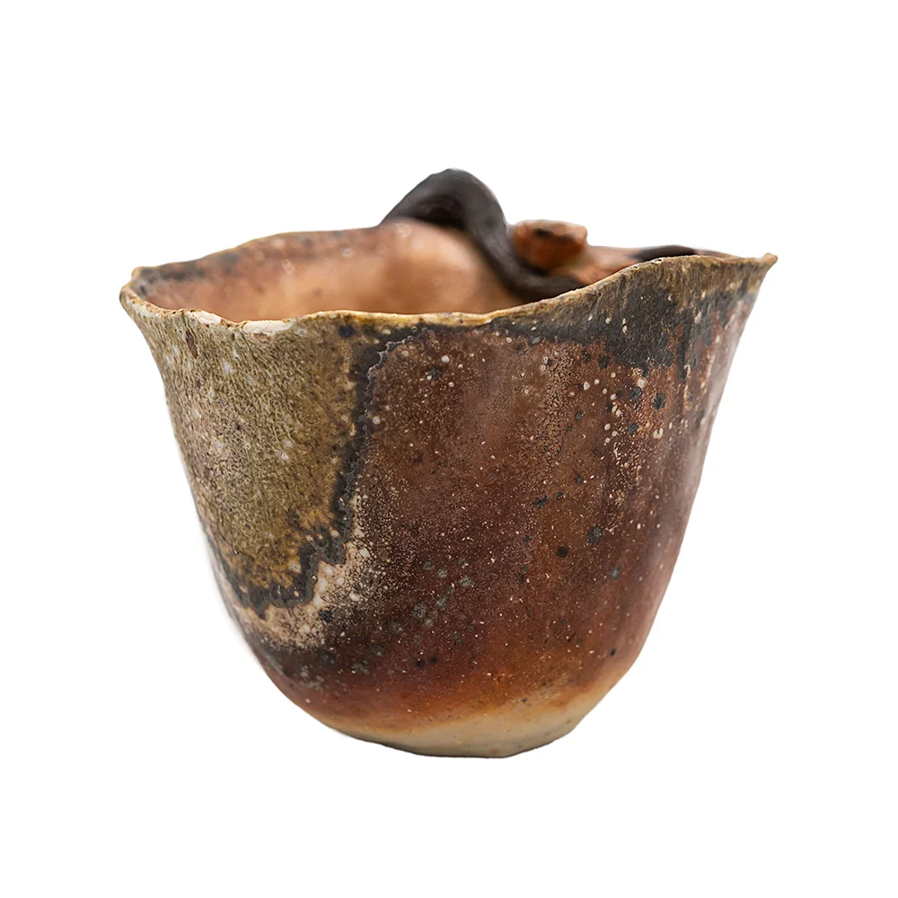 Tazza floreale Dehua tirata mano e cotta legna # 94991