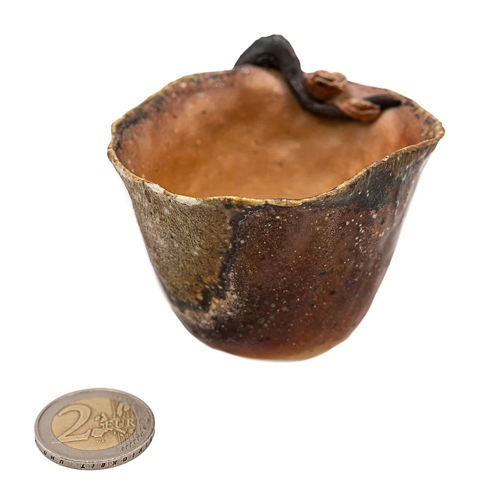 Tazza floreale Dehua tirata mano e cotta legna # 94991