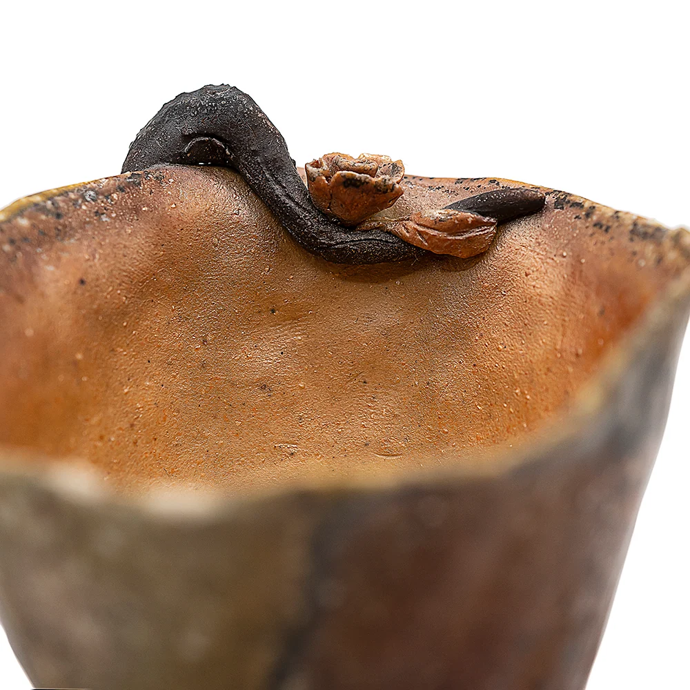 Tazza floreale Dehua tirata mano e cotta legna # 94991