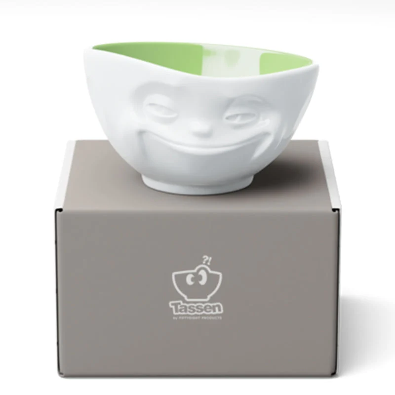 Tazza Latte Bolo 500 ml Porcellana Bianca e Verde Pistacchio - Grinning