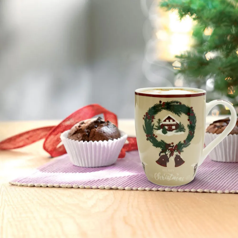 Tazza natalizia Nuvole di Stoffa Mug ceramica Holly Decoro Natale 350ml 6328