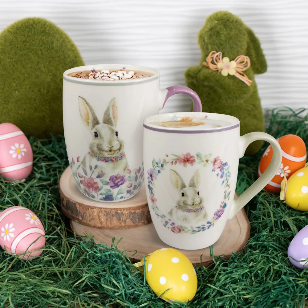 Tazza pasquale Nuvole di Stoffa Mug porcellana Decoro Pasqua Bunny 340ml 6645