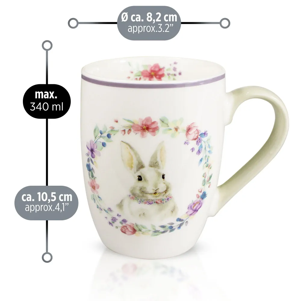 Tazza pasquale Nuvole di Stoffa Mug porcellana Decoro Pasqua Bunny 340ml 6645