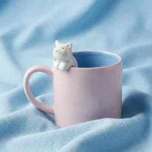 Tazza rosa con gatto 3D - 465 ml