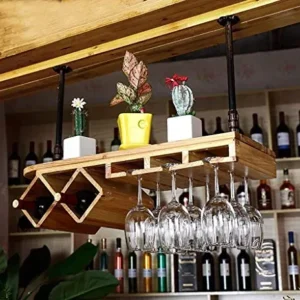 TCWDX Portabottiglie Europeo Legno massello/Bar Portabottiglie Creativo, Porta Bicchiere da Vino personalità invertita Por...