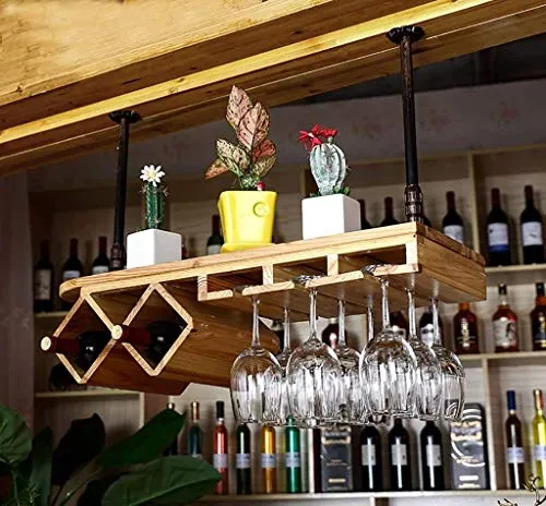 TCWDX Portabottiglie Europeo Legno massello/Bar Portabottiglie Creativo, Porta Bicchiere da Vino personalità invertita Por...