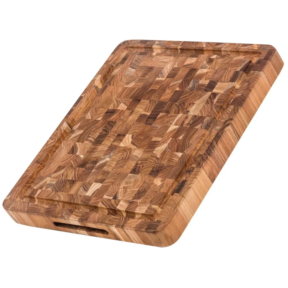Teak Hock Block/Serving Board Teak con pista di succo, 40.5x30.5x3,8 cm Th311