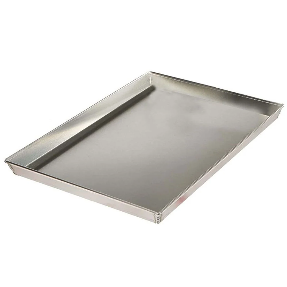 Teglia Latta Rettangolare Saldata Bordata Da 60cm Per Pizza Forno Argento 006519