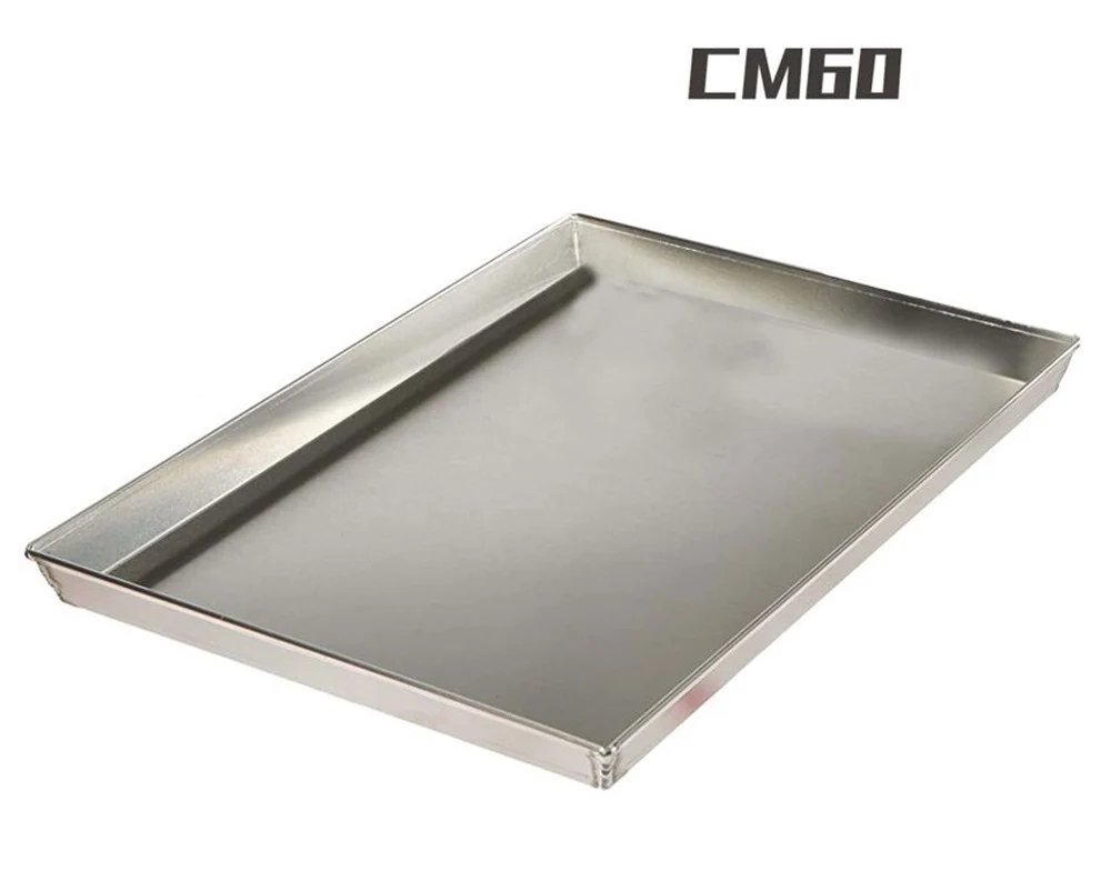 Teglia Latta Rettangolare Saldata Bordata Da 60cm Per Pizza Forno Argento 006519