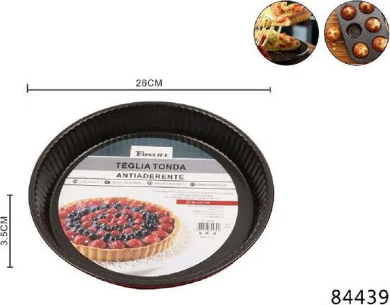 Teglia Stampo Tortiera Per Dolce Torta Antiaderente Rotondo 26 X 3.5 Cm 84439