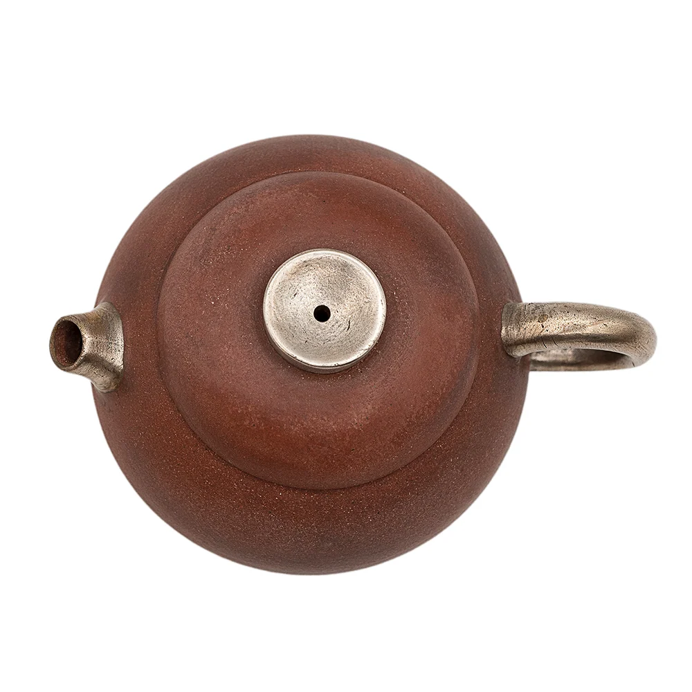 Teiera rotonda smaltata rossa con dettagli argento n. 94433, 155 ml