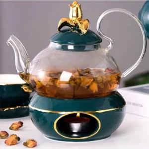 Teiera vetro con fiori dorati 600ML
