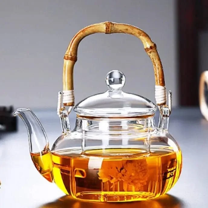Teiera vetro con manico bambù 600 ml