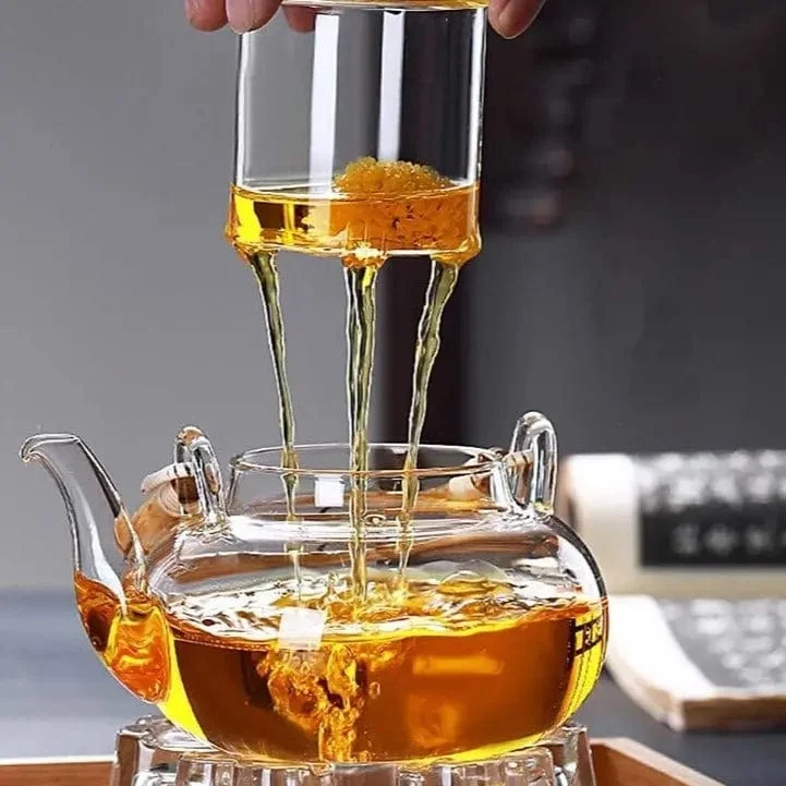 Teiera vetro con manico bambù 600 ml