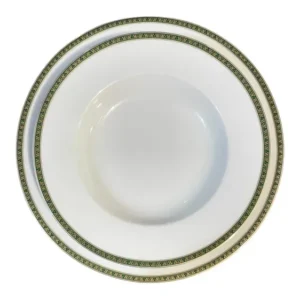 Set 18 piatti bordo verde e oro porcellana Tendenze