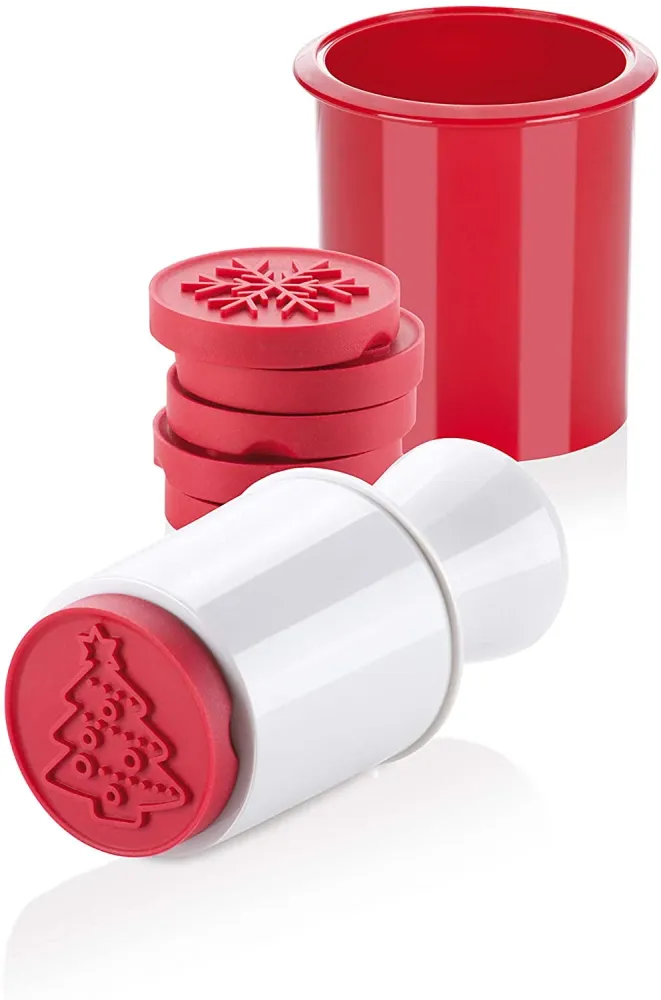 Tescoma 630114 Delicia Timbro per Biscotti 6 Decori Natalizi, Plastica, Rosso, 1 Pezzo