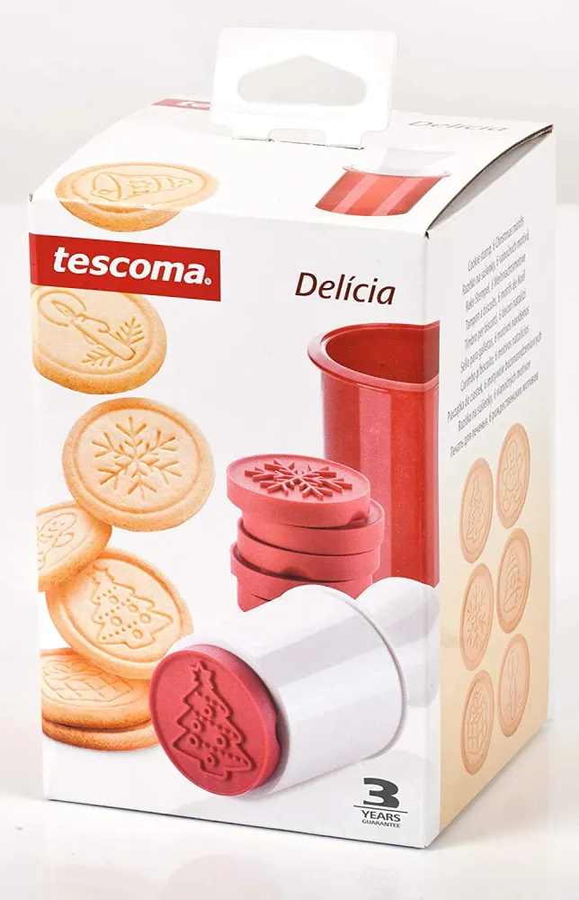 Tescoma 630114 Delicia Timbro per Biscotti 6 Decori Natalizi, Plastica, Rosso, 1 Pezzo