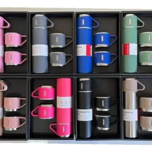 Thermos borraccia metallo da viaggio trekking con 2 tazze inox 500ml caldo freddo acqua tisane