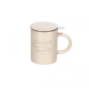 Tisaniera ceramica beige con coperchio e filtro | rohome
