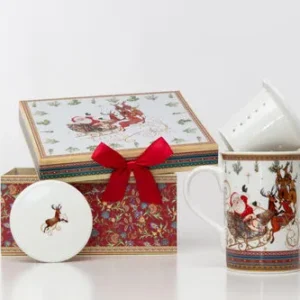 TISANIERA PORCELLANA DECORO CON SLITTA NATALE (320cc)