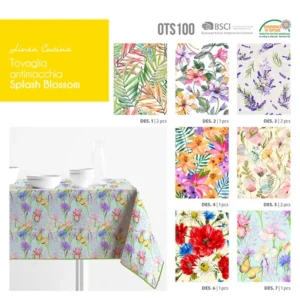 Tovaglia antimacchia splash blossom misura 140x230cm