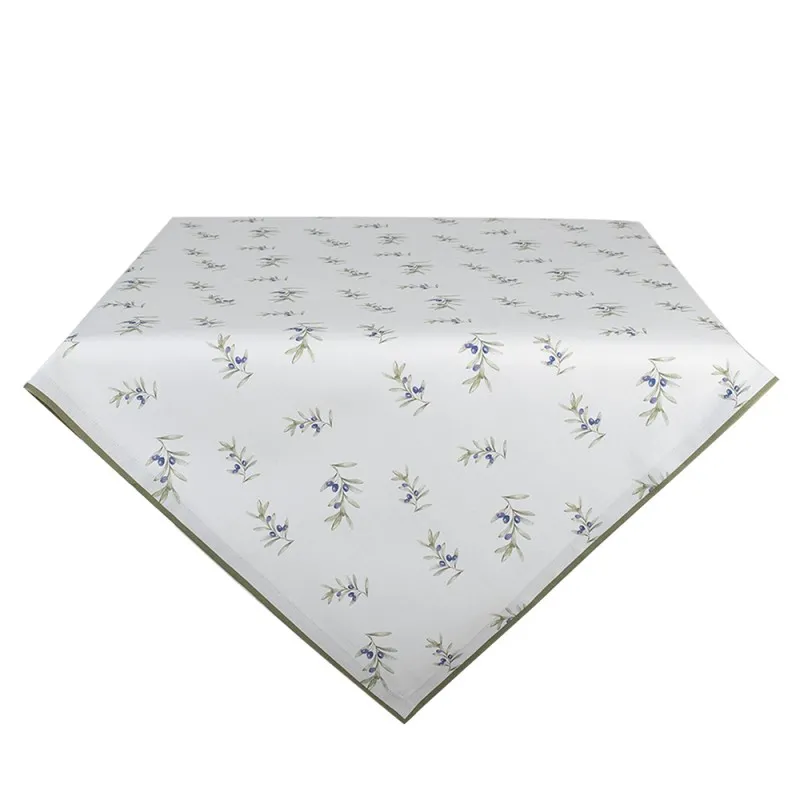 Tovaglia cotone con motivo olive 150x150 cm -Olive garden-Clayre & Eef