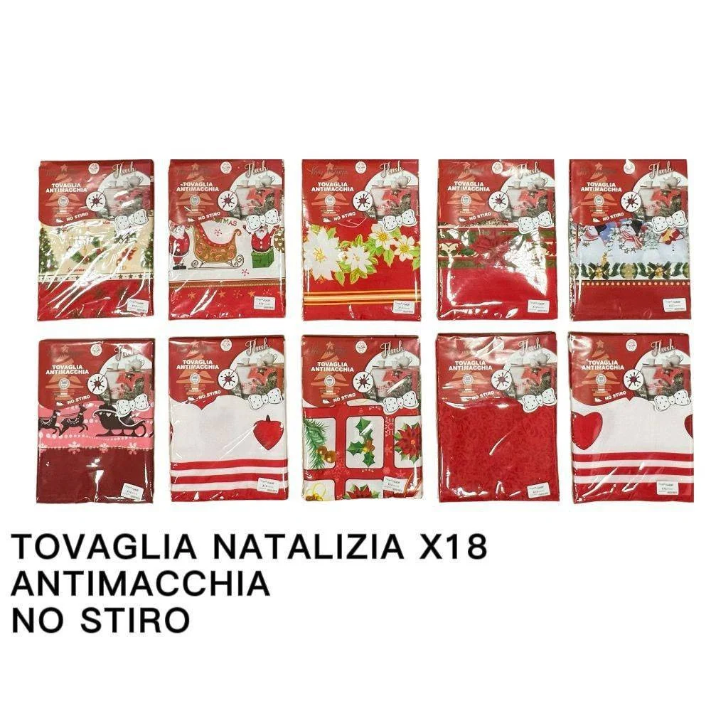 Tovaglia Natalizia Antimacchia No Stiro Impermeabile Varie Fantasie 18 Posti