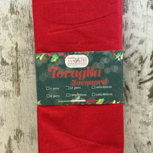 Tovaglia Natalizia Rossa Lurex Tessitura Zambaiti x12 140x240
