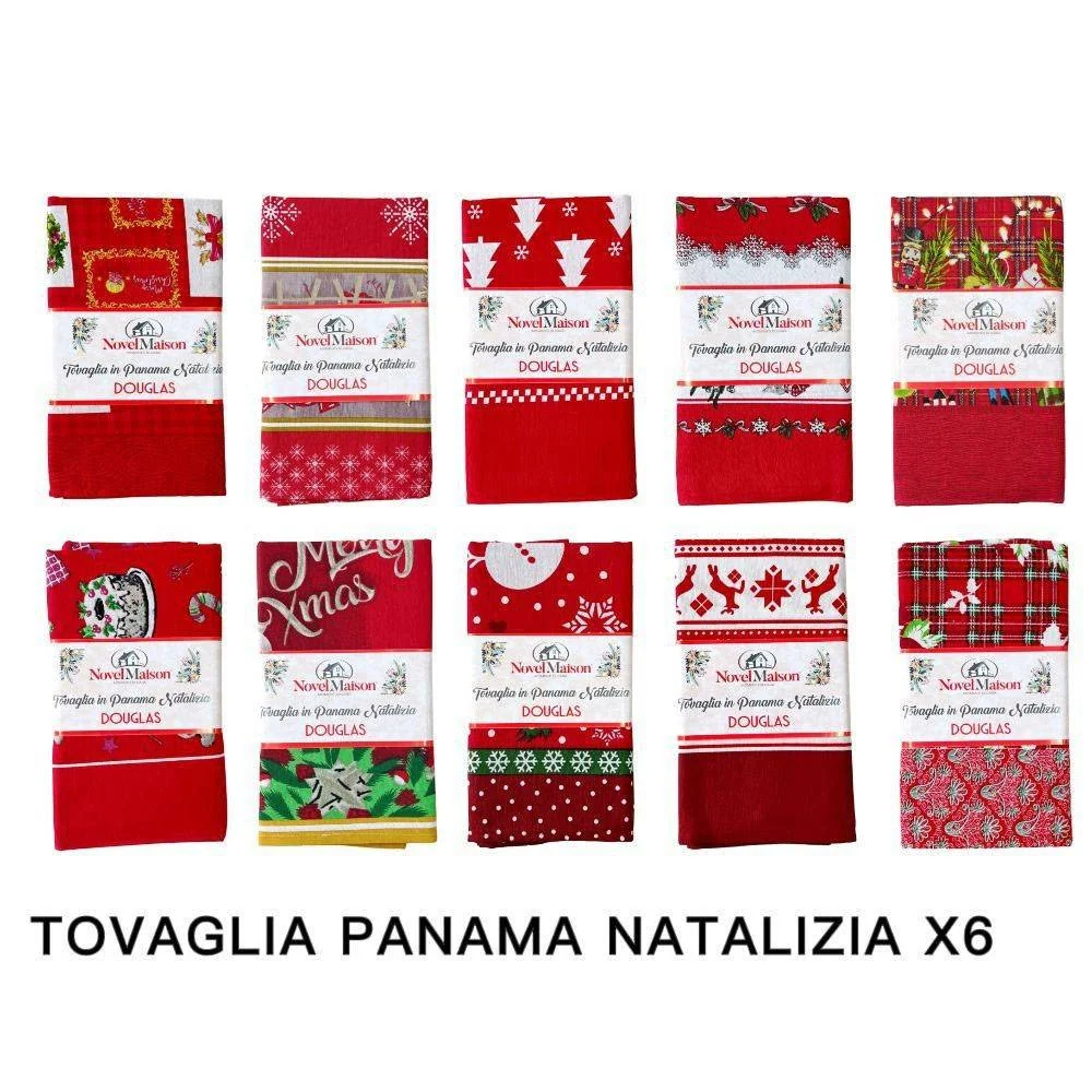 Tovaglia Natalizia Tessuto Panama Resistente Tema Natale Varie Fantasie 6 Posti