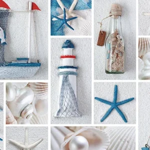 Tovagliato Pvc Fantastik Faro Mare 708-1 Rotolo Cm.140 (H) X 20 Mt (L)