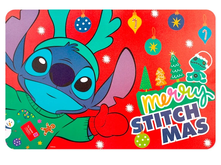 Tovaglietta stitch xmas rossa polipropilene decorata cm 45x30