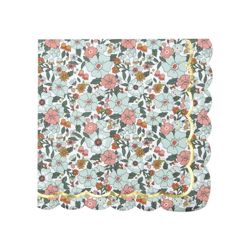 16 Tovaglioli carta - Fiori e Oro
